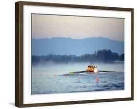 Women's Eights Rowing Team in Action, Vancouver Lake, Washington, USA-null-Framed Photographic Print