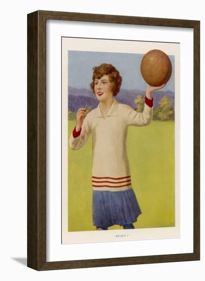 Women's Football: The Referee with Her Whistle About to Start the Game-null-Framed Art Print