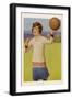Women's Football: The Referee with Her Whistle About to Start the Game-null-Framed Art Print