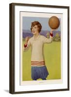 Women's Football : the Referee with Her Whistle About to Start the Game-null-Framed Art Print