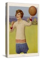 Women's Football : the Referee with Her Whistle About to Start the Game-null-Stretched Canvas