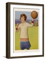 Women's Football : the Referee with Her Whistle About to Start the Game-null-Framed Art Print