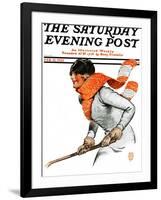 "Women's Ice Hockey," Saturday Evening Post Cover, February 21, 1925-James Calvert Smith-Framed Giclee Print
