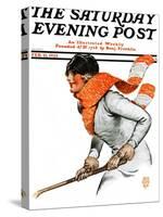"Women's Ice Hockey," Saturday Evening Post Cover, February 21, 1925-James Calvert Smith-Stretched Canvas