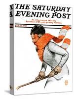 "Women's Ice Hockey," Saturday Evening Post Cover, February 21, 1925-James Calvert Smith-Stretched Canvas