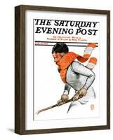 "Women's Ice Hockey," Saturday Evening Post Cover, February 21, 1925-James Calvert Smith-Framed Giclee Print