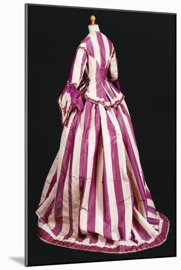 Women's Silk Walking Dress with Large Stripes-null-Mounted Giclee Print
