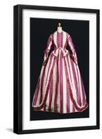 Women's Silk Walking Dress with Large Stripes-null-Framed Giclee Print