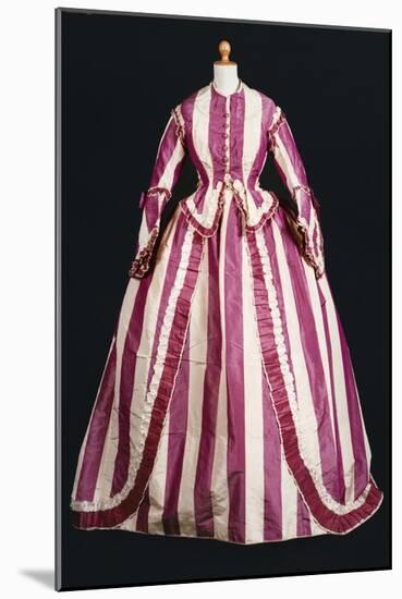 Women's Silk Walking Dress with Large Stripes-null-Mounted Giclee Print