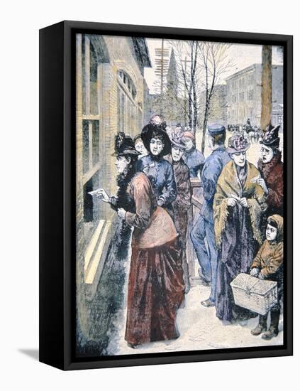 Women's Suffrage in the Usa: Women Voting in the Wyoming Territory after Winning That Right in 1869-American-Framed Stretched Canvas