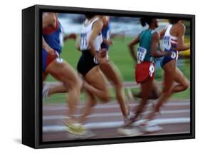 Women's Track and Field Race-Paul Sutton-Framed Stretched Canvas