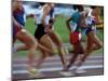 Women's Track and Field Race-Paul Sutton-Mounted Premium Photographic Print