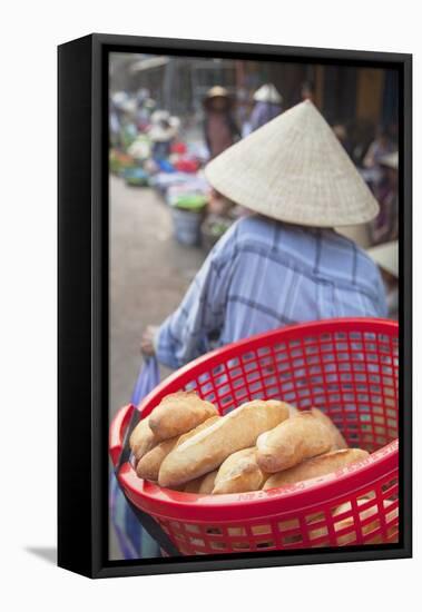 Women Selling Vegetables at Market, Hoi An, Quang Nam, Vietnam, Indochina, Southeast Asia, Asia-Ian Trower-Framed Stretched Canvas