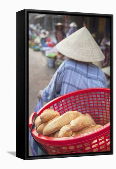 Women Selling Vegetables at Market, Hoi An, Quang Nam, Vietnam, Indochina, Southeast Asia, Asia-Ian Trower-Framed Stretched Canvas