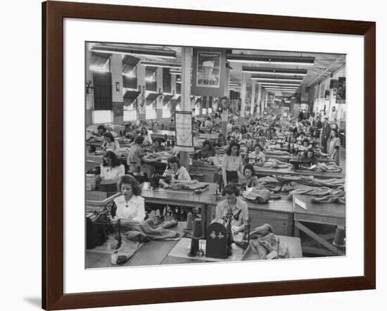 Women Sewing Flying Suits-Peter Stackpole-Framed Photographic Print