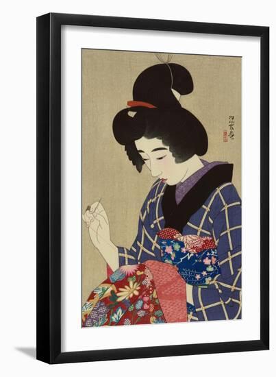Women Sewing-null-Framed Art Print