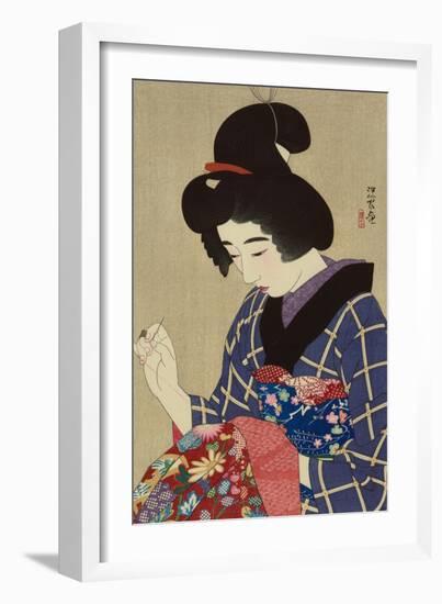 Women Sewing-null-Framed Art Print