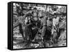 Women Shovel Oil from Well in Romania Photograph - Romania-Lantern Press-Framed Stretched Canvas