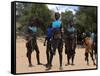 Women Sing and Dance Before the Bull Jumping, Turmi, Ethiopia-Jane Sweeney-Framed Stretched Canvas