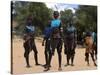 Women Sing and Dance Before the Bull Jumping, Turmi, Ethiopia-Jane Sweeney-Stretched Canvas