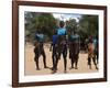 Women Sing and Dance Before the Bull Jumping, Turmi, Ethiopia-Jane Sweeney-Framed Photographic Print