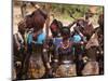 Women Sing and Dance Before the Bull Jumping, Turmi, Ethiopia-Jane Sweeney-Mounted Photographic Print