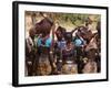 Women Sing and Dance Before the Bull Jumping, Turmi, Ethiopia-Jane Sweeney-Framed Photographic Print