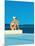 Women Sitting by Swimming Pool near Ocean-null-Mounted Giclee Print