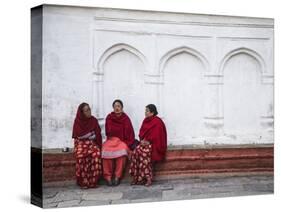 Women Sitting in Durbar Square (UNESCO World Heritage Site), Kathmandu, Nepal-Ian Trower-Stretched Canvas