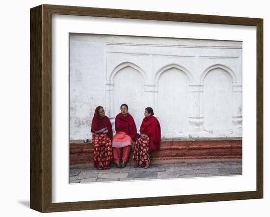 Women Sitting in Durbar Square (UNESCO World Heritage Site), Kathmandu, Nepal-Ian Trower-Framed Photographic Print