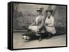 Women Sitting on a Stuffed Alligator, C.1905-null-Framed Stretched Canvas