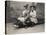 Women Sitting on a Stuffed Alligator, C.1905-null-Stretched Canvas