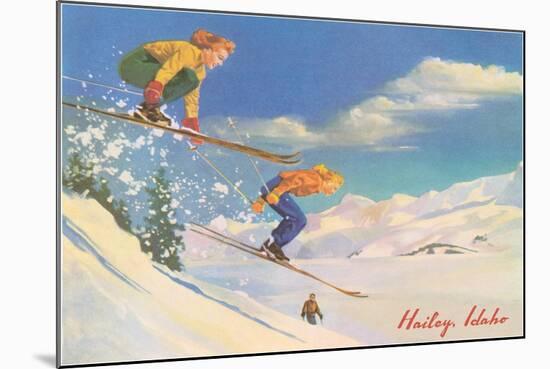 Women Skiers, Hailey-null-Mounted Art Print