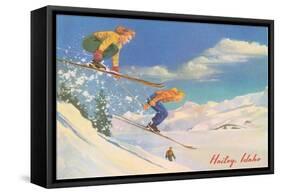 Women Skiers, Hailey-null-Framed Stretched Canvas