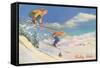 Women Skiers, Hailey-null-Framed Stretched Canvas