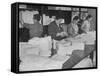 Women Sorting Clean Linens in Laundry Room at the Waldorf Astoria Hotel-null-Framed Stretched Canvas