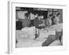 Women Sorting Clean Linens in Laundry Room at the Waldorf Astoria Hotel-null-Framed Photographic Print