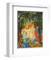 Women Taking a Bath with a Town on the Back-Auguste Macke-Framed Art Print