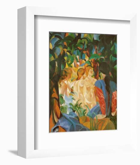 Women Taking a Bath with a Town on the Back-Auguste Macke-Framed Art Print