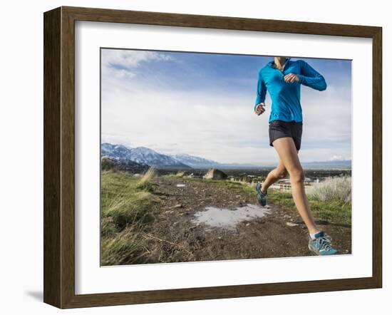 Women Trail Runner, Salt Lake City, Utah,-Brandon Flint-Framed Photographic Print