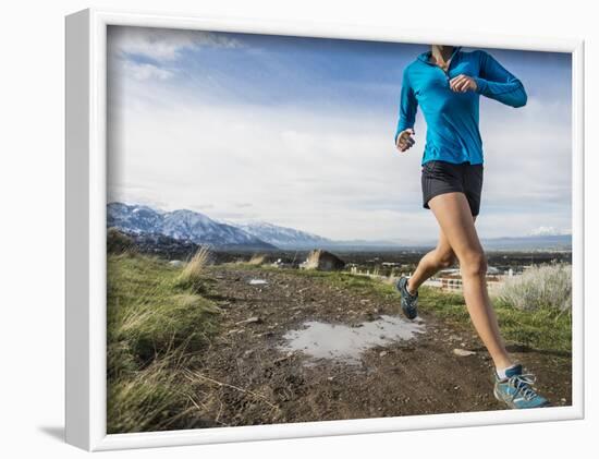 Women Trail Runner, Salt Lake City, Utah,-Brandon Flint-Framed Photographic Print