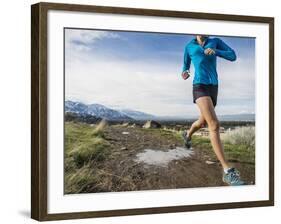 Women Trail Runner, Salt Lake City, Utah,-Brandon Flint-Framed Photographic Print