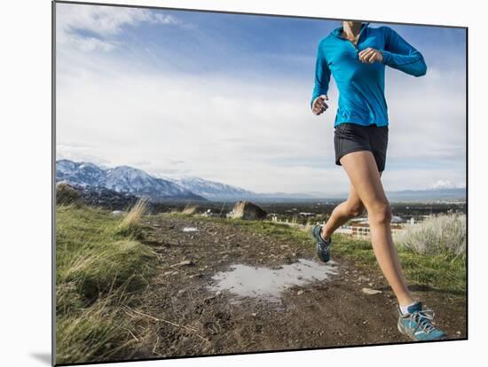 Women Trail Runner, Salt Lake City, Utah,-Brandon Flint-Mounted Photographic Print