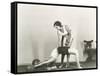 Women Training in Gym-null-Framed Stretched Canvas