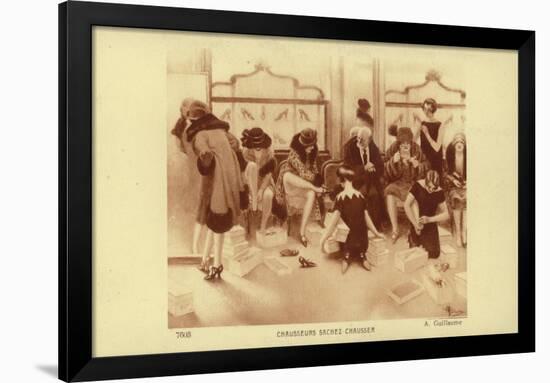 Women Trying on Shoes in a Shoe Shop-Albert Guillaume-Framed Giclee Print