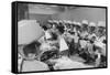 Women under Hair Dryers Getting Hair Styled in Beauty Salon at Saks Fifth Ave. Department Store-Alfred Eisenstaedt-Framed Stretched Canvas