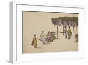 Women Under Wisteria Trellis-The Kyoto Collection-Framed Premium Giclee Print