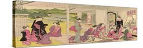 Women Viewing Scroll Paintings of the Gods of Good Fortune-Chobunsai Eishi-Stretched Canvas