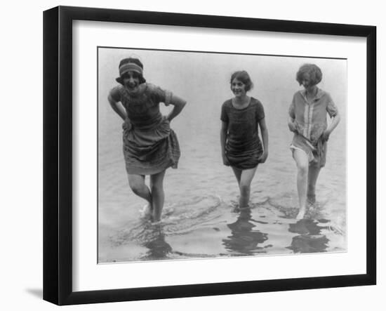 Women Wading at Arlington Beach Photograph - Washington, DC-Lantern Press-Framed Art Print