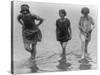 Women Wading at Arlington Beach Photograph - Washington, DC-Lantern Press-Stretched Canvas